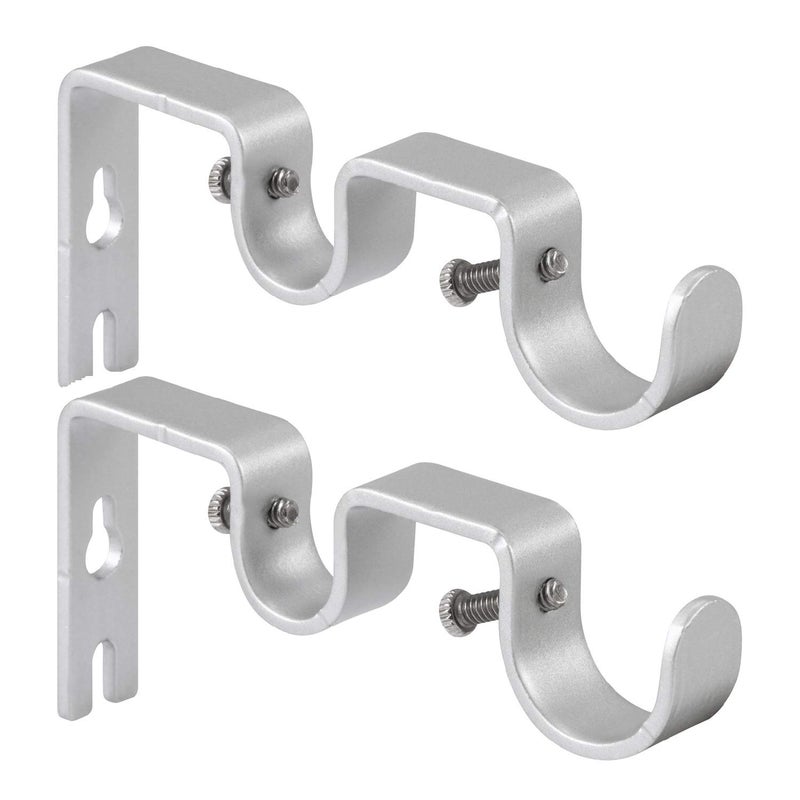 Anndason Heavy Duty Curtain Rod Brackets Double Curtain Rod Brackets Double Rod Holders 1" and 5/8" Inch Rod (Set of 2, Silver) - Image 1
